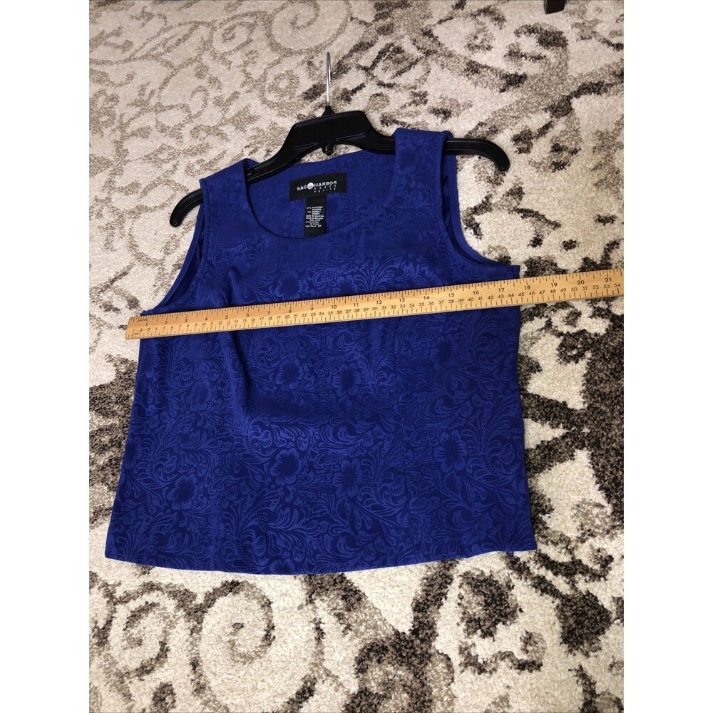 Sag Harbor Petite 2-Piece Pant Suit Set 10P Tank & Trousers Y2K Periwinkle Blue - Picture 13 of 14